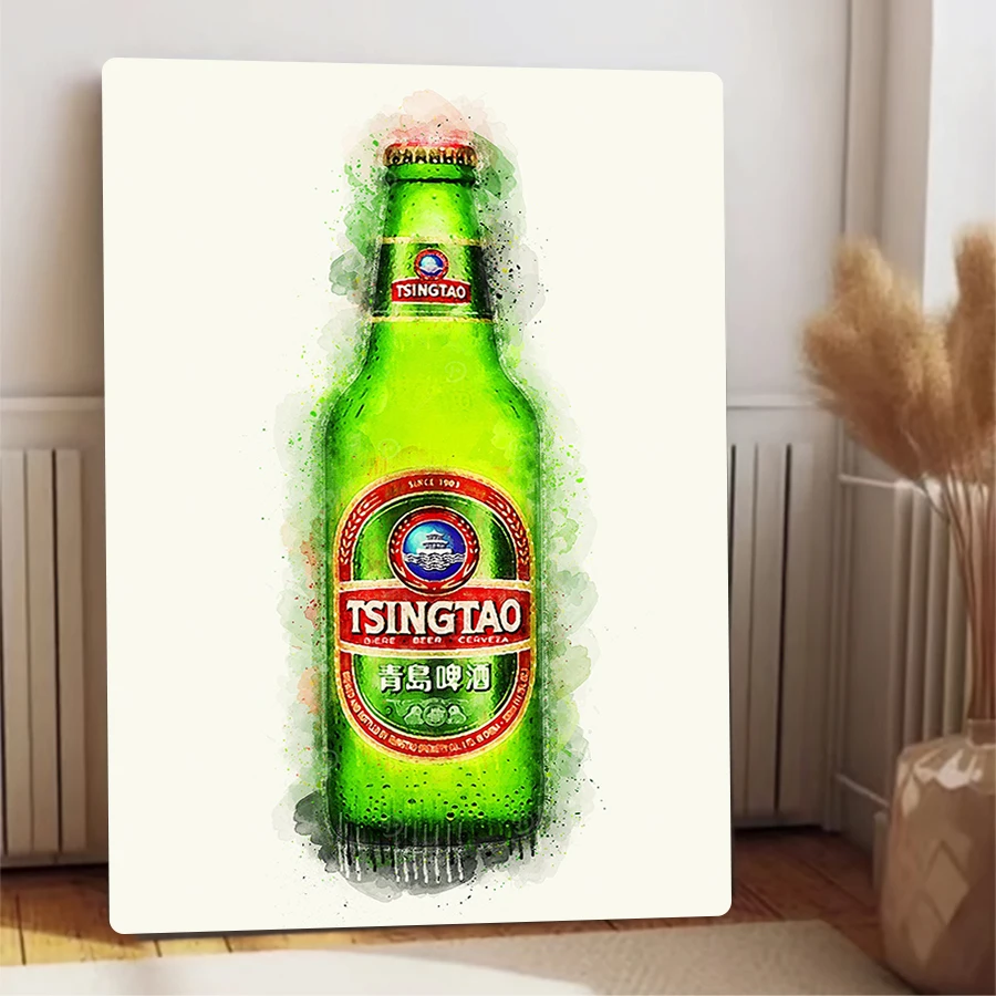 Tsingtao البيرة المائية نمط الحديد اللوحة جدار ديكور خمر بار حانة المطبخ الديكور تحصيل هدية لمحبي البيرة #4