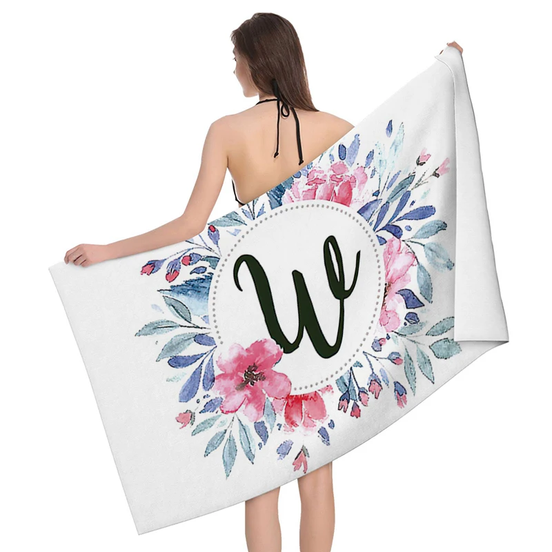 Home bath towels for the body towels bathroom letters and flower quick drying microfiber beach towel man and women large sports