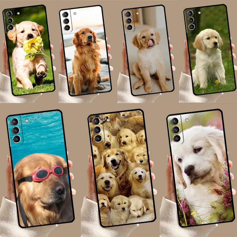 Golden Retriever Dog Case For Samsung Galaxy S23 Ultra S24 S22 Note 20 Ultra 10 Plus S8 S9 S10 S20 S21 FE Cover