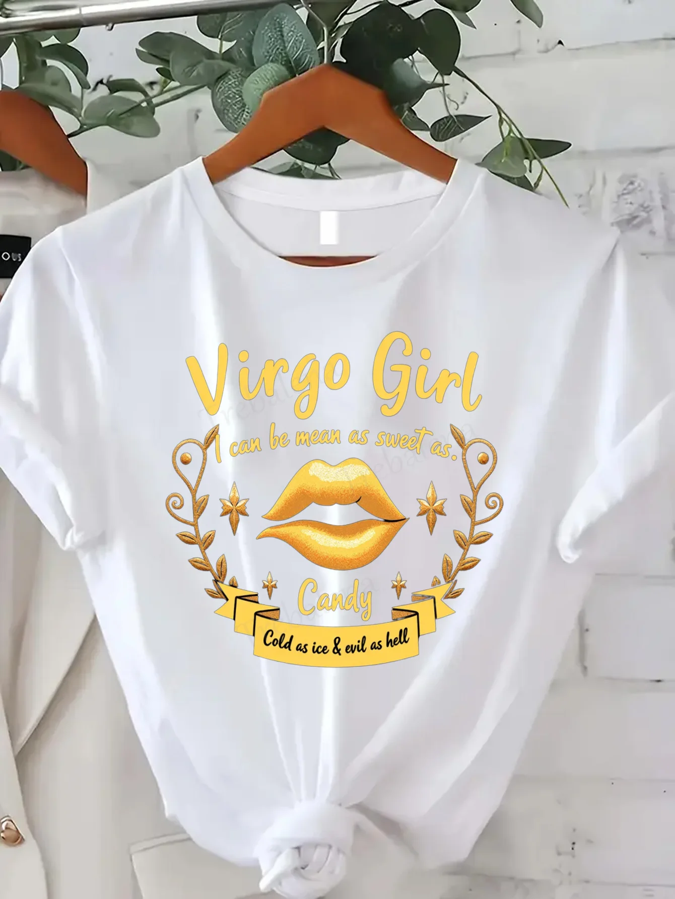 

Women T-shirt Virgo Girl T-Shirt - Sweet & Savage Candy Lips, Cold as Ice, Evil as Hell