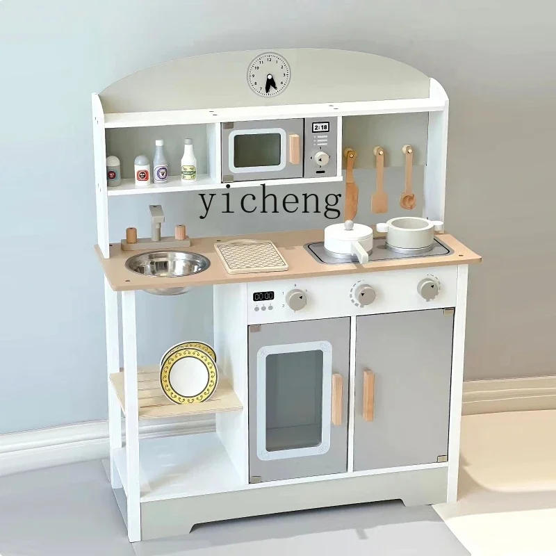 ZC children's play house kitchen toys wooden barbecue tools table doll home cooking simulation kitchen utensils