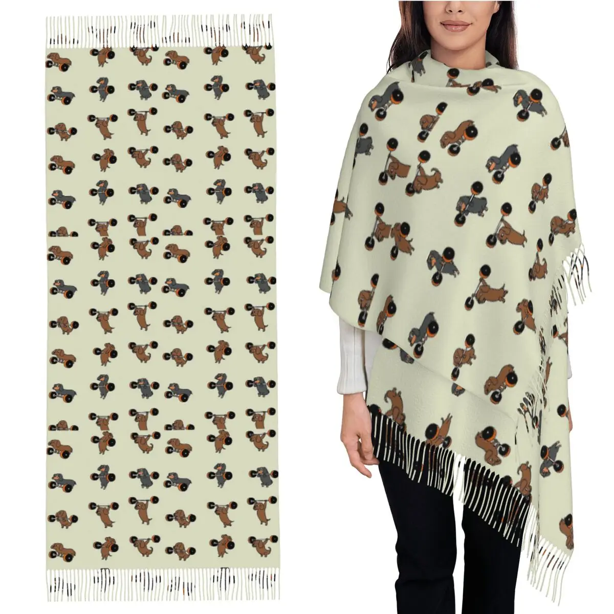 

Lifting Dachshund Scarf Tassel Scarves Women Soft Warm Shawls and Wraps Large Fall Winter Shawl Wrap