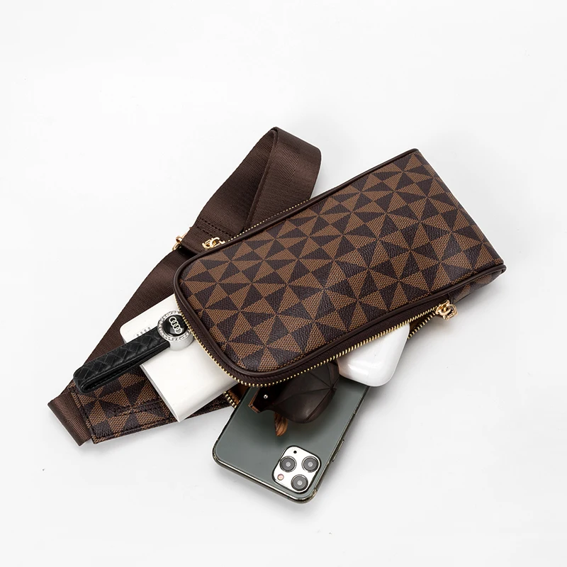 حقائب صدر صغيرة رفيعة فاخرة للرجال حقيبة كروس للنساء حقيبة حبال مصممة على الصدر حقيبة كتف عصرية للرحلة القصيرة للجنسين #4