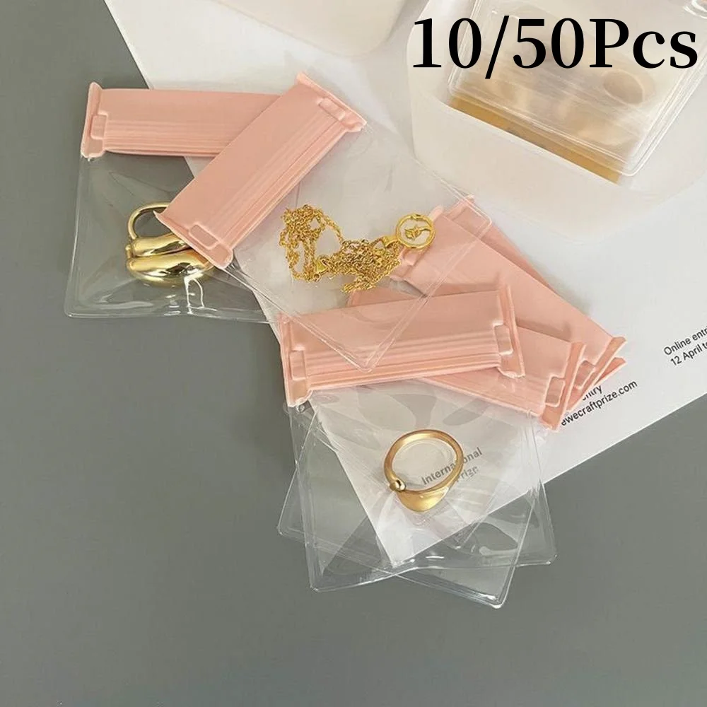 10/50Pcs Transparent EVA Jewelry Organizer Pouches Anti-Oxidation Self Sealing Bags Earring Necklace Bracelet Storage Holder