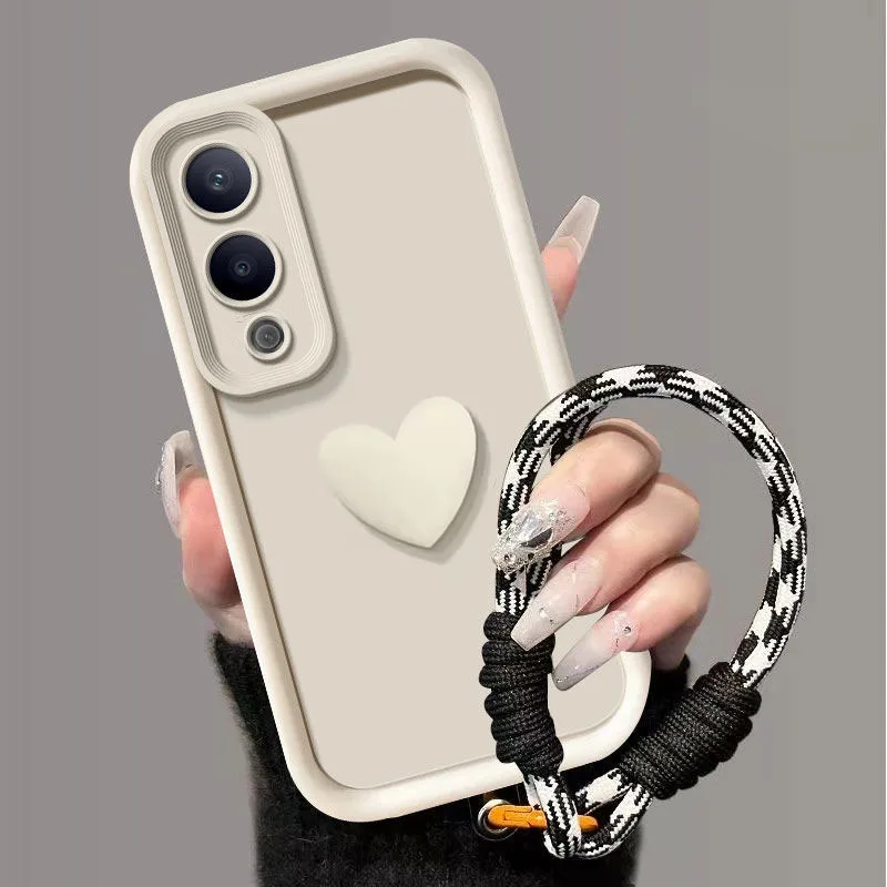 For Smasung Galaxy S25 Edge 5G Case On Smasung Galaxy S25 Edge 5G 3D Love Heart Hnad Strap Back Cover