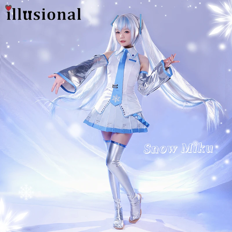 Presale illusional Miku snow miku Cosplay Costume uniform skirt sleevesless blouse