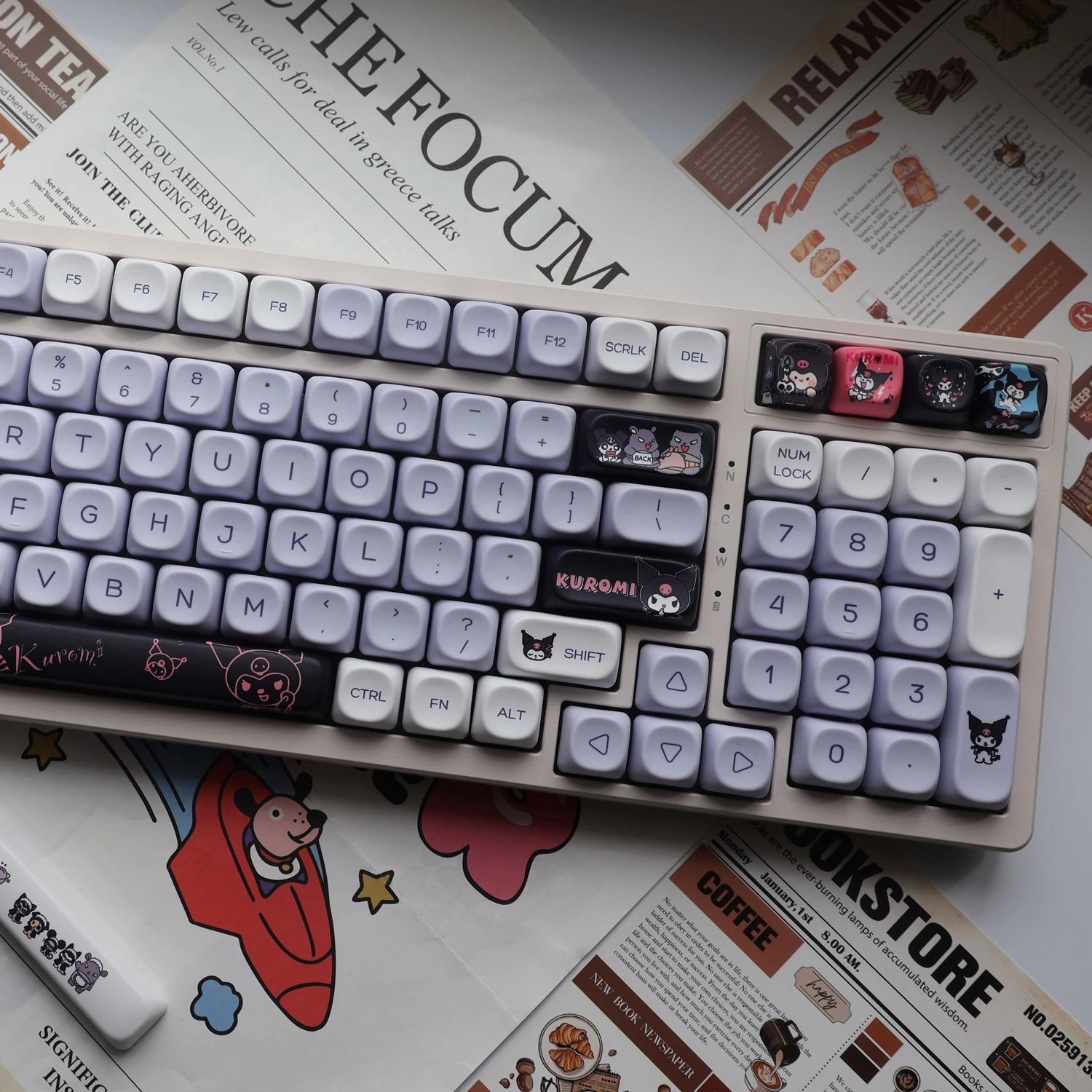 Imagem -04 - Teclado Mecânico Bonito Keycaps Faça Você Mesmo Keycap Anime Perfil Moa Roxo Jogos Escritório