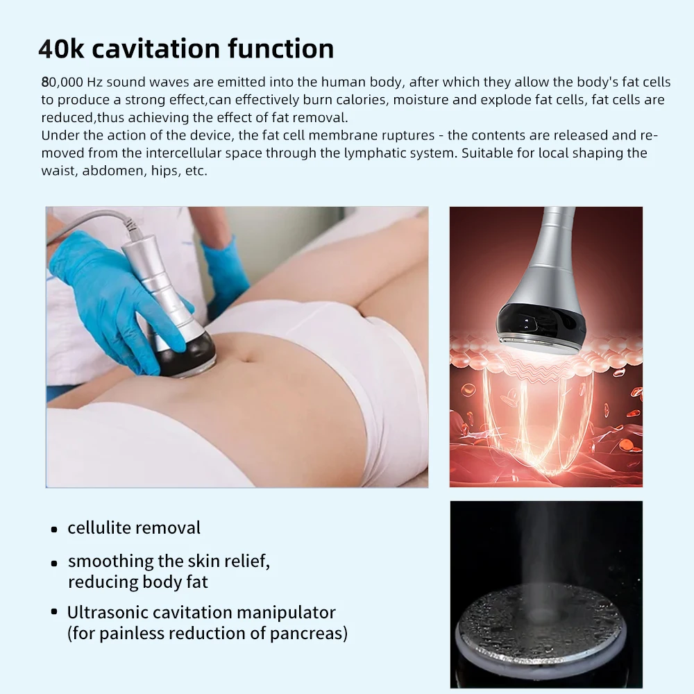 40K Cavitation Machine 4in1 Ultrasonic RF Body Shaping Lose Weight Multipolar Slimming Facial Skin Tightening Lifting Device