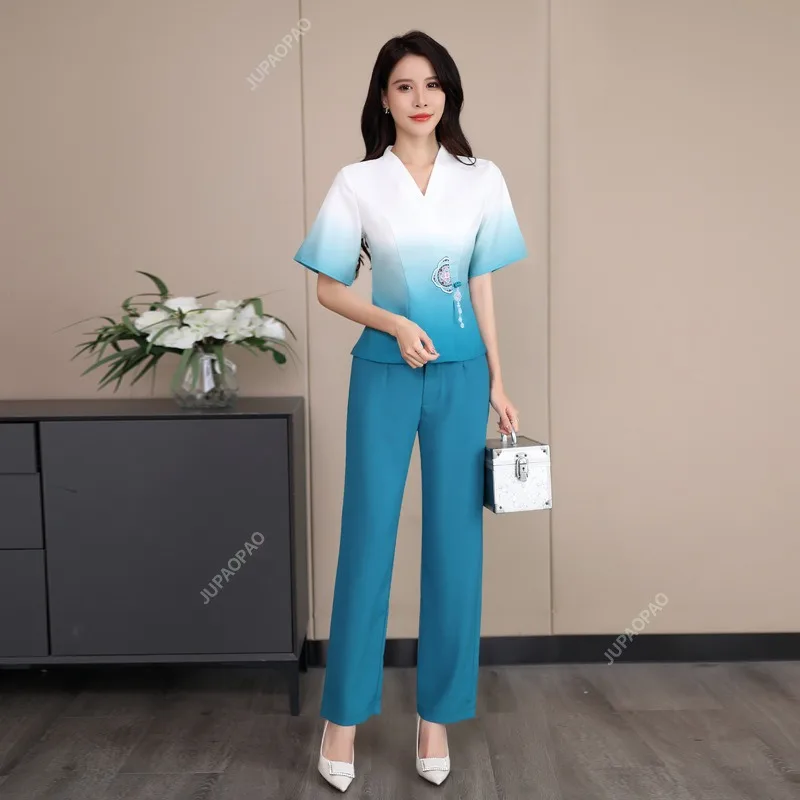 Beauty Salon estheticienne Spa Uniform Massage Work Clothes Foot Therapist Work Gowns for Women Beautician Uniform Suit S-3XL