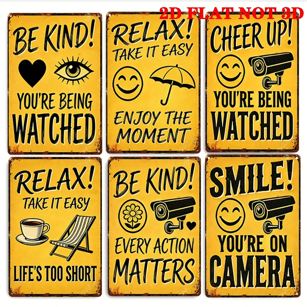 6pcs Retro-Style Metal Signs | And Dustproof Surveillance Signs for Man Cave, Office, Bar, Garage, Kitchen, Home Decor - Funny W
