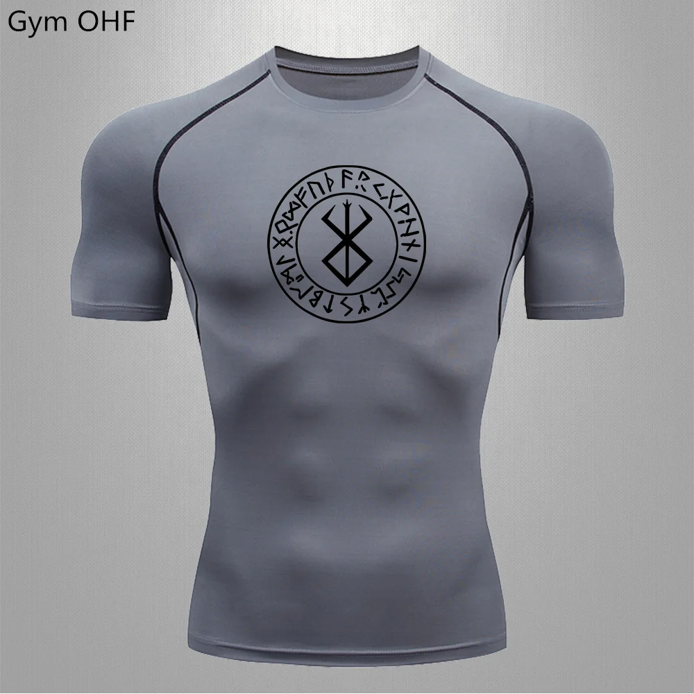 Rashguard Men Compression Shirt Summer Short Sleeve T-Shirt Breathable Black Bodybuilding Sportswear Men Fitness Quick Dry Sport