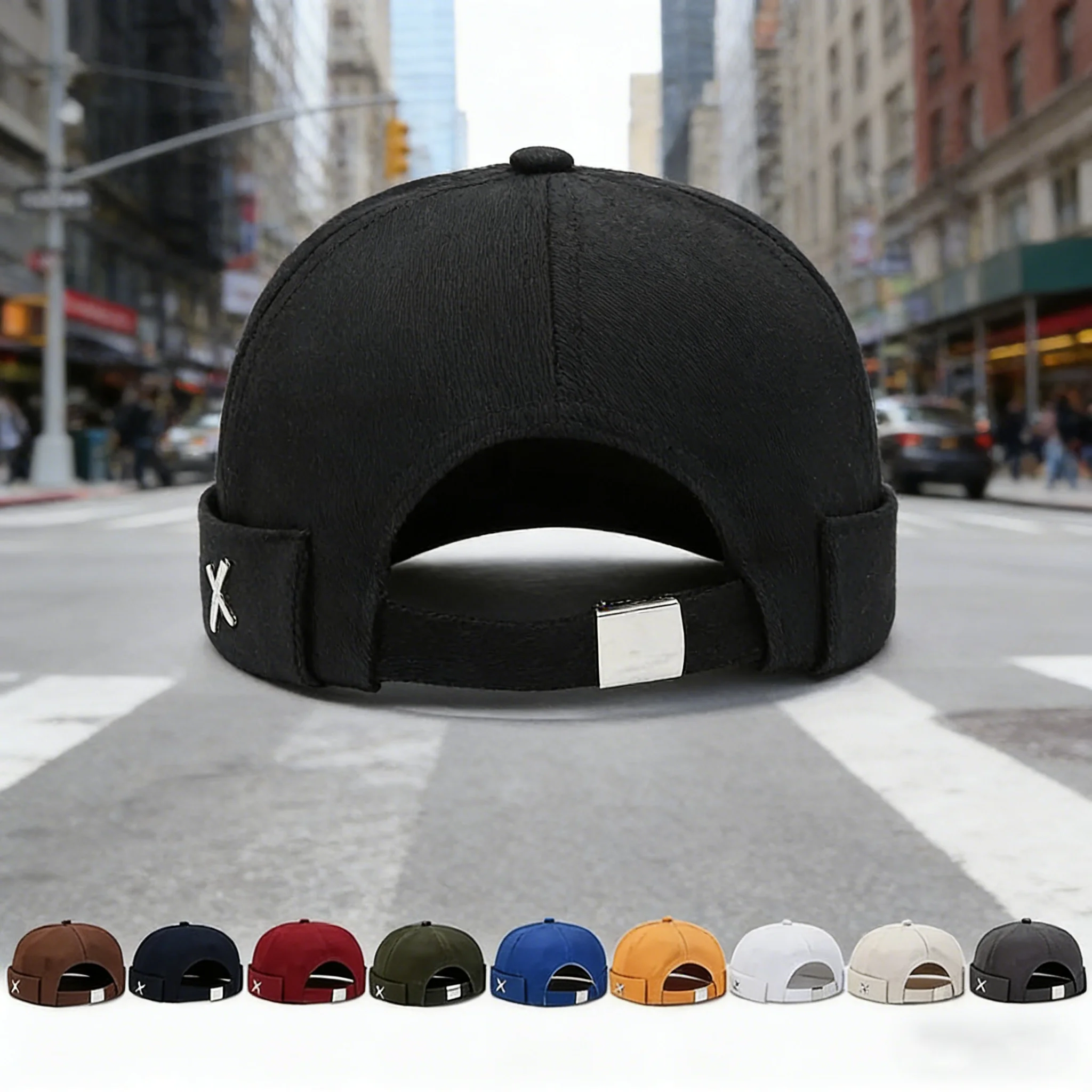 Grapevine Hat - Korean Style Streetwear, Unique Without Brim, Sailor-style Owner's Hat, X-shaped Label Hat