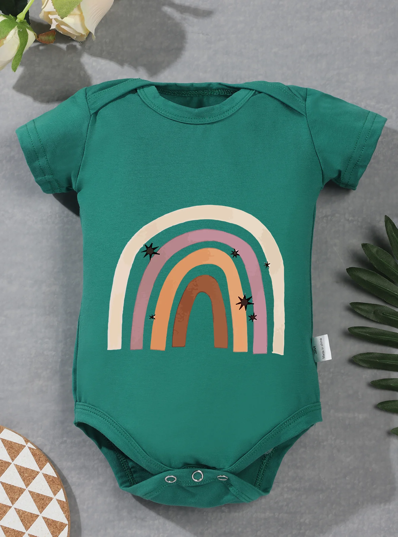 Short Sleeve Onesie Rainbow Pattern 0-24M Girl Boy Baby Jumpsuit Infant Harajuku Clothes Toddler Newborn Bodysuit Romper