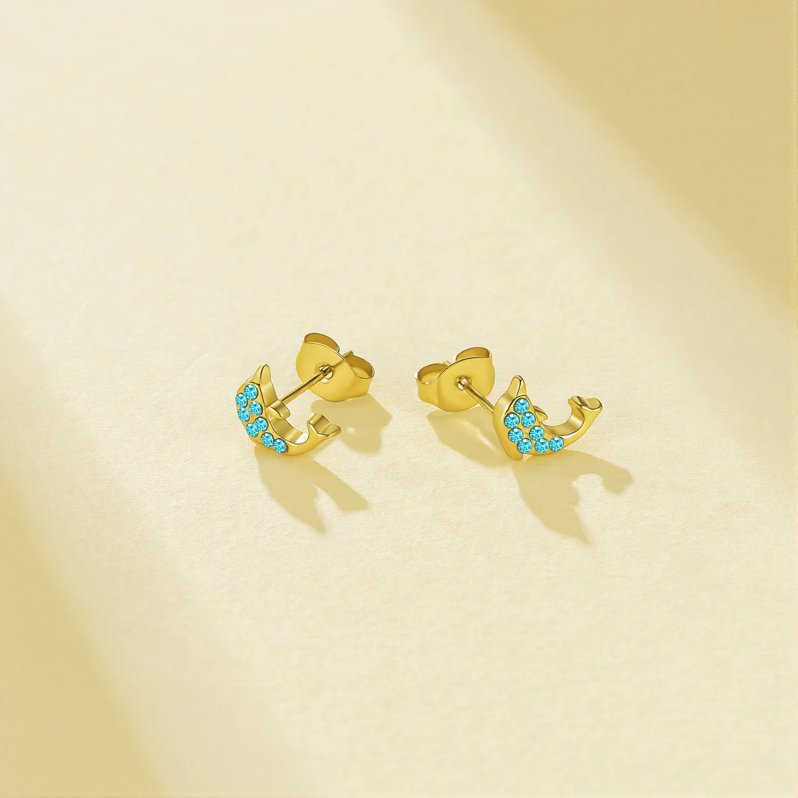 Eueavan 3D Delfin Strass Ohrstecker Ozean-Tier Schmuck mit Kristallen Besetzt Niedliche Frische Edelstahl Strandgeschenke Großhandel – Detail 4