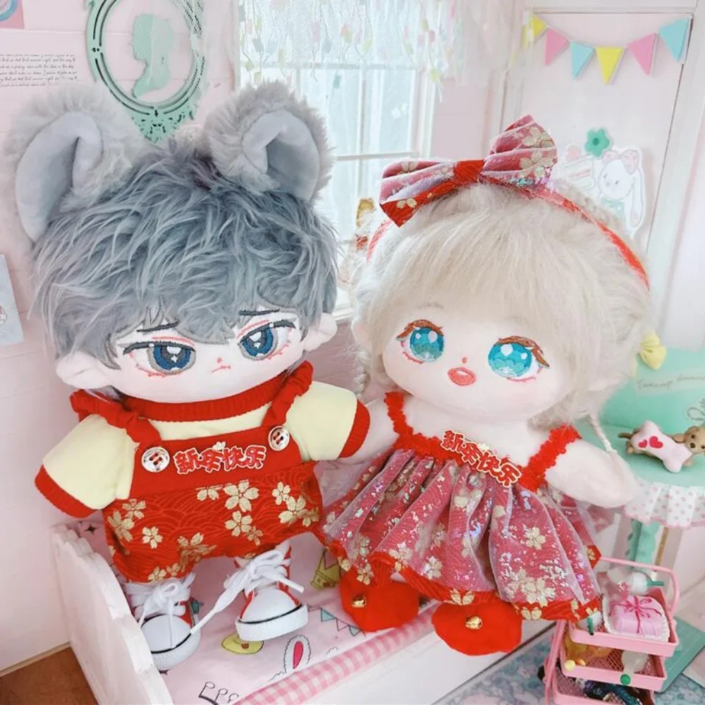 Vêtements du nouvel an 20CM, vêtements de poupée en coton, cape châle, robe de poupée en peluche, costume de remplacement, jouets à langer, vêtements