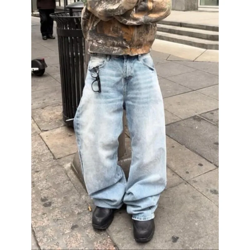 

Low Waist Pleated Side Seam Denim Jeans Men's Low Waist Drawstring Closure Non-Shrinkage Spring Season Neutral Fabric