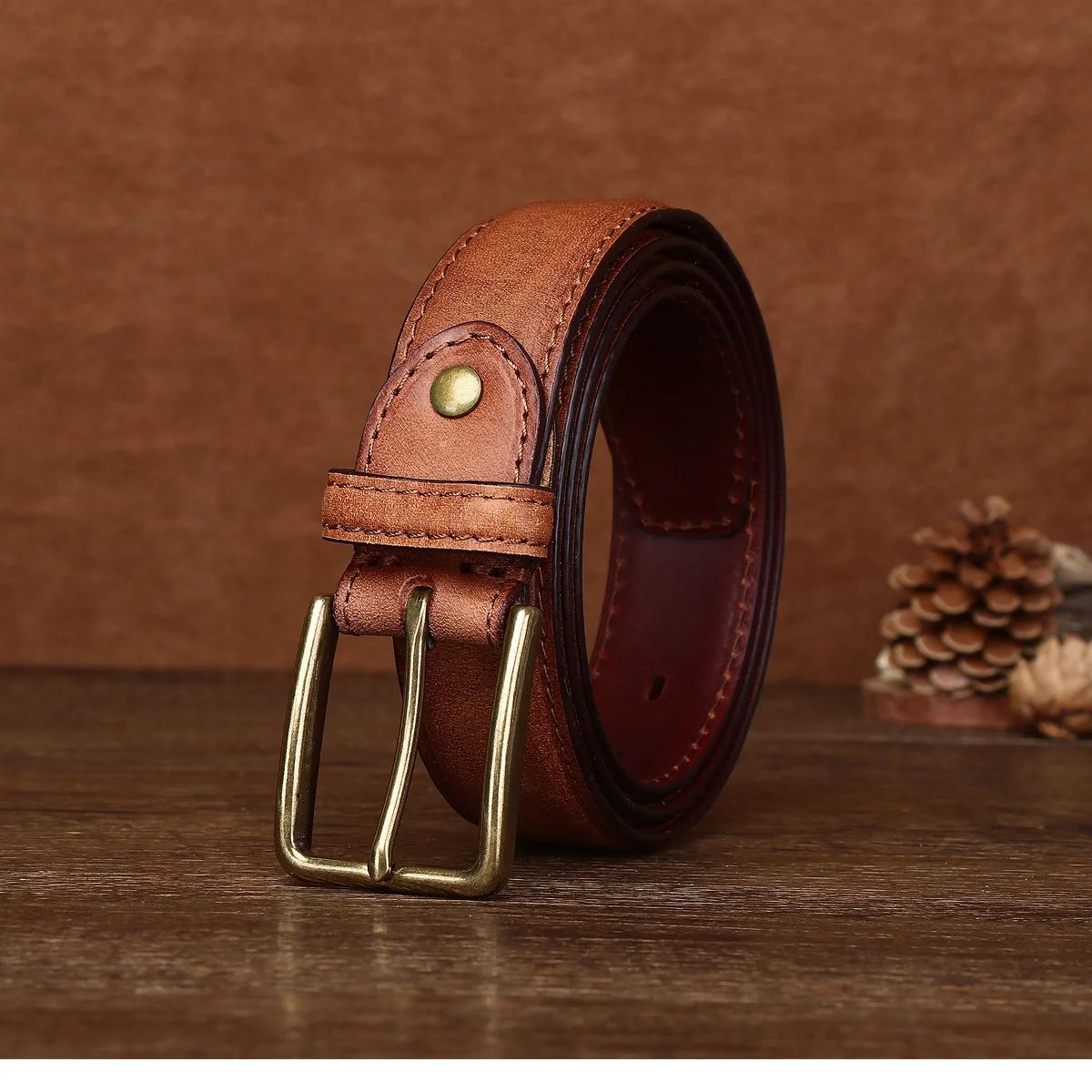 本革カジュアルメンズパンツベルトビジネスレトロ手作りトップレイヤー植物なめし純粋な牛革ベルト