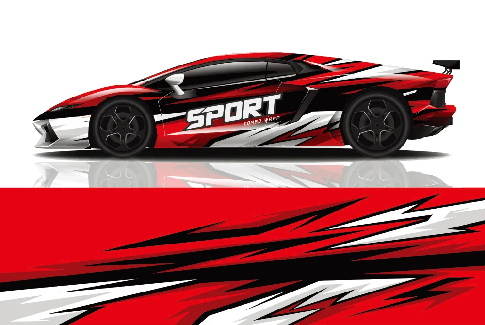 Ocean Wave Pattern Car Full Wrap Sticker Decorative Car Decal Racing Car Graphic Decal Vinyl Wrap Modern Design Vector Image