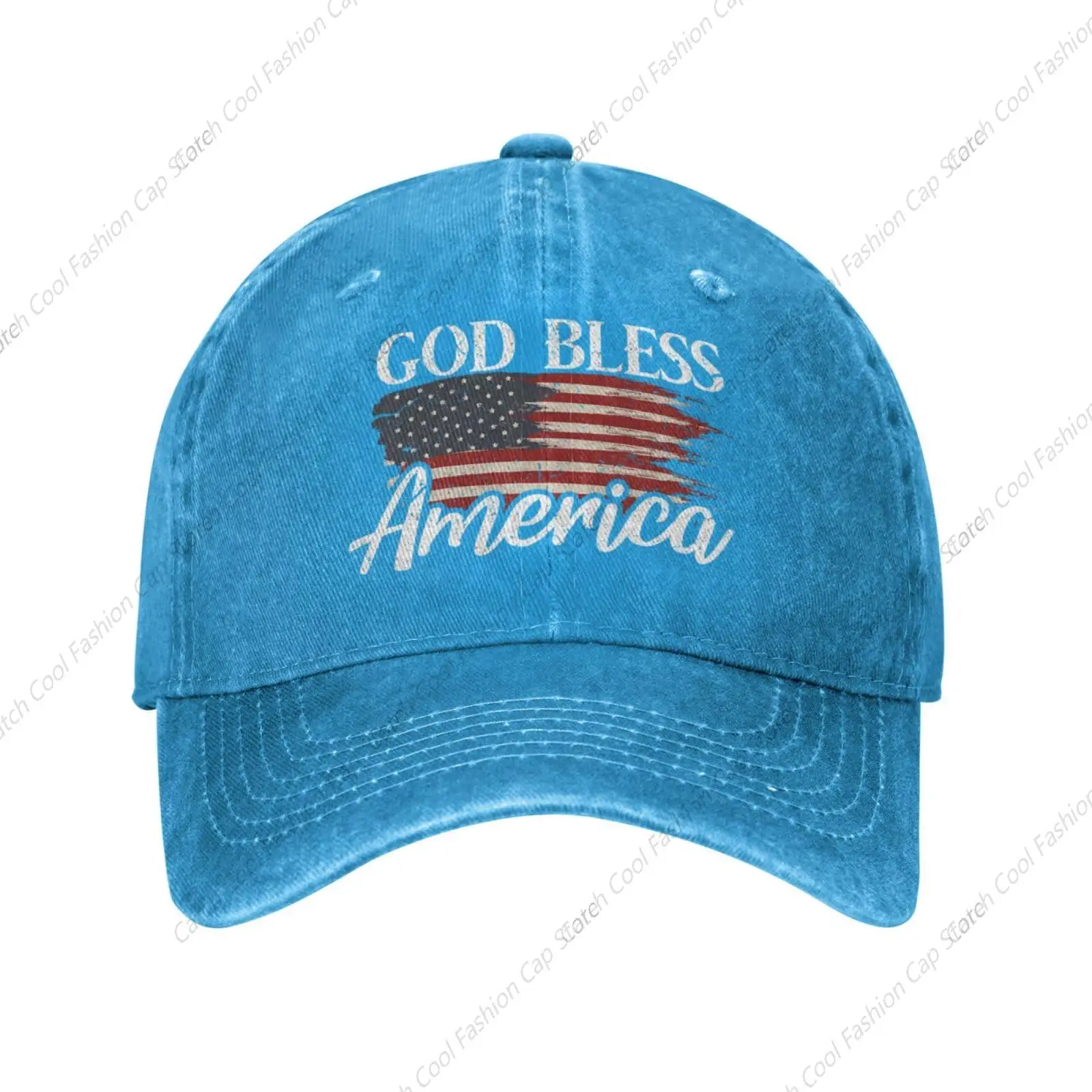 

God Bless America Baseball Cap for Men Women Vintage Trucker Denim Hat Washed Cotton Fashion Unisex Adjustable Sports