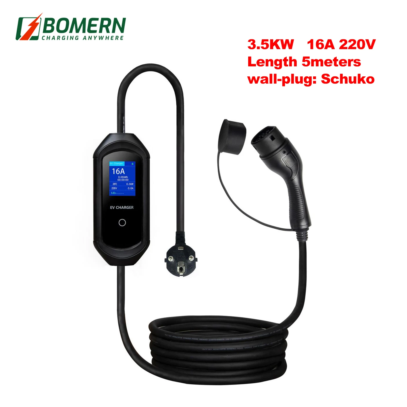 16A portable ev charger home evse  type 2 to schuko CEE UK plug