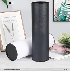 Hot Sell T-Shirt Cardboard Tube Can Customized LOGO Gift Box Paper Cylinder Short Sleeve Package Black And White Option