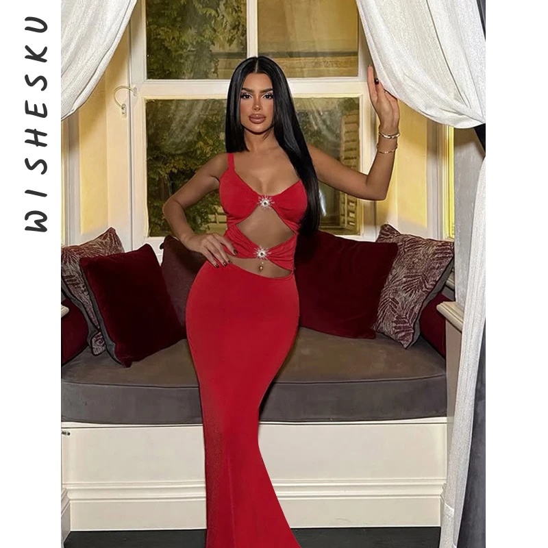 

Sexy Sleeveless Cut Out Bodycon Maxi Dress Women Backless Ruched Party Vestido 2025 Summer Elegant Night Prom Outfits