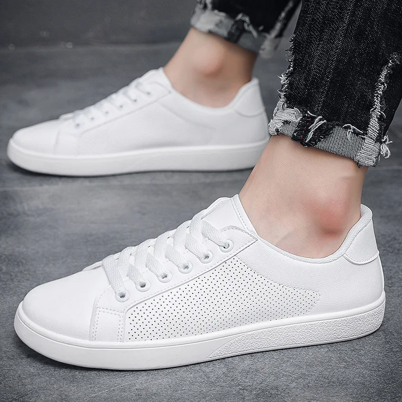 2023 Summer Autumn New Designer Shoes for Men Fashion Hallow Out Breathable Casual Sneakers Male PU Leather Zapatos De Hombre