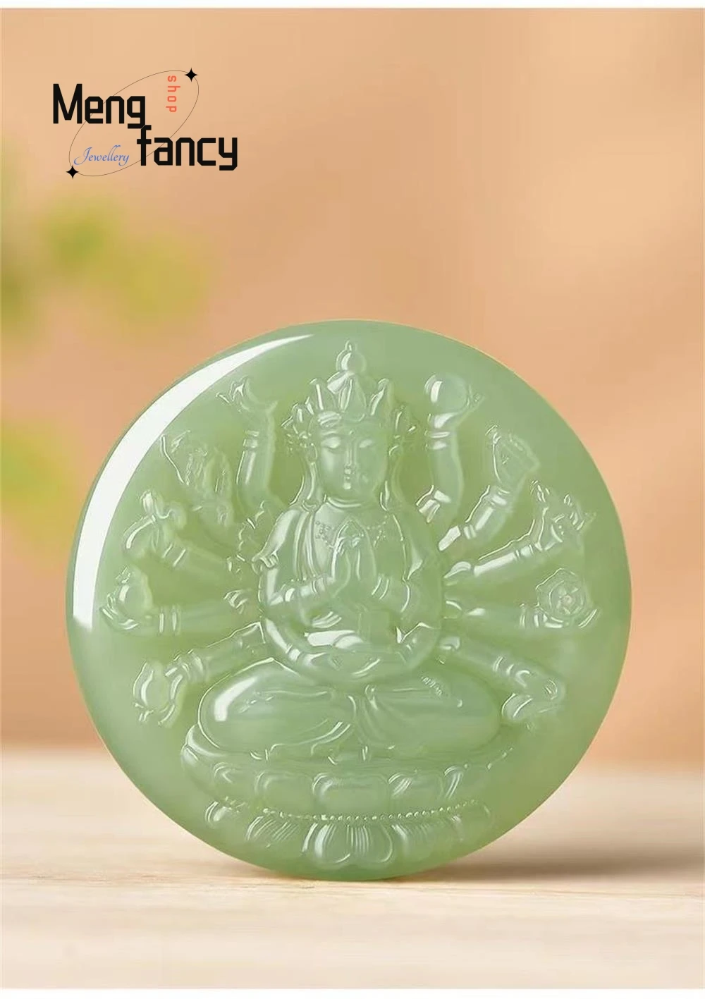 Natural Hetian Green Jade Thousand Hands of Goddess of Mercy pendant Simple Exquisite High-grade Fashion Jewelry Holiday Gifts