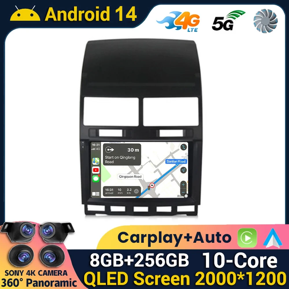 Android 14 Carplay For Volkswagen Touareg GP 2002 2003 2004 2005 2006 2007 2008 2009 2010 Car Radio Multimedia Player GPS Stereo