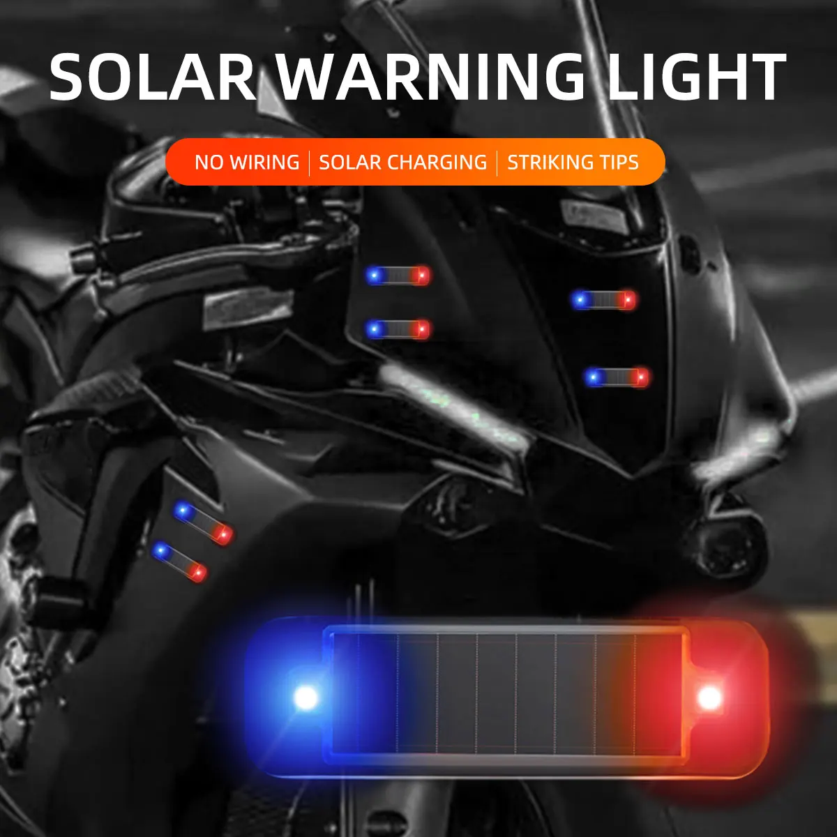 

Mini Warning Taillights LED Solar Energy Motorcycle Tail lights Anti-collision Taillight UTV Strobe Lamp Moto Car Driving Light