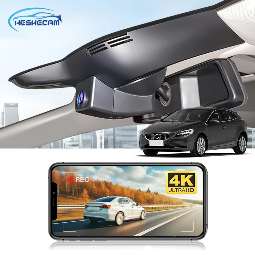 Dash Cam For Volvo V40 2015 2016 2017 2018 2019 2020,HESHECAM 4K 2160P Car DVR Camera WIFI Video Recorder,Easy Install Dashcam