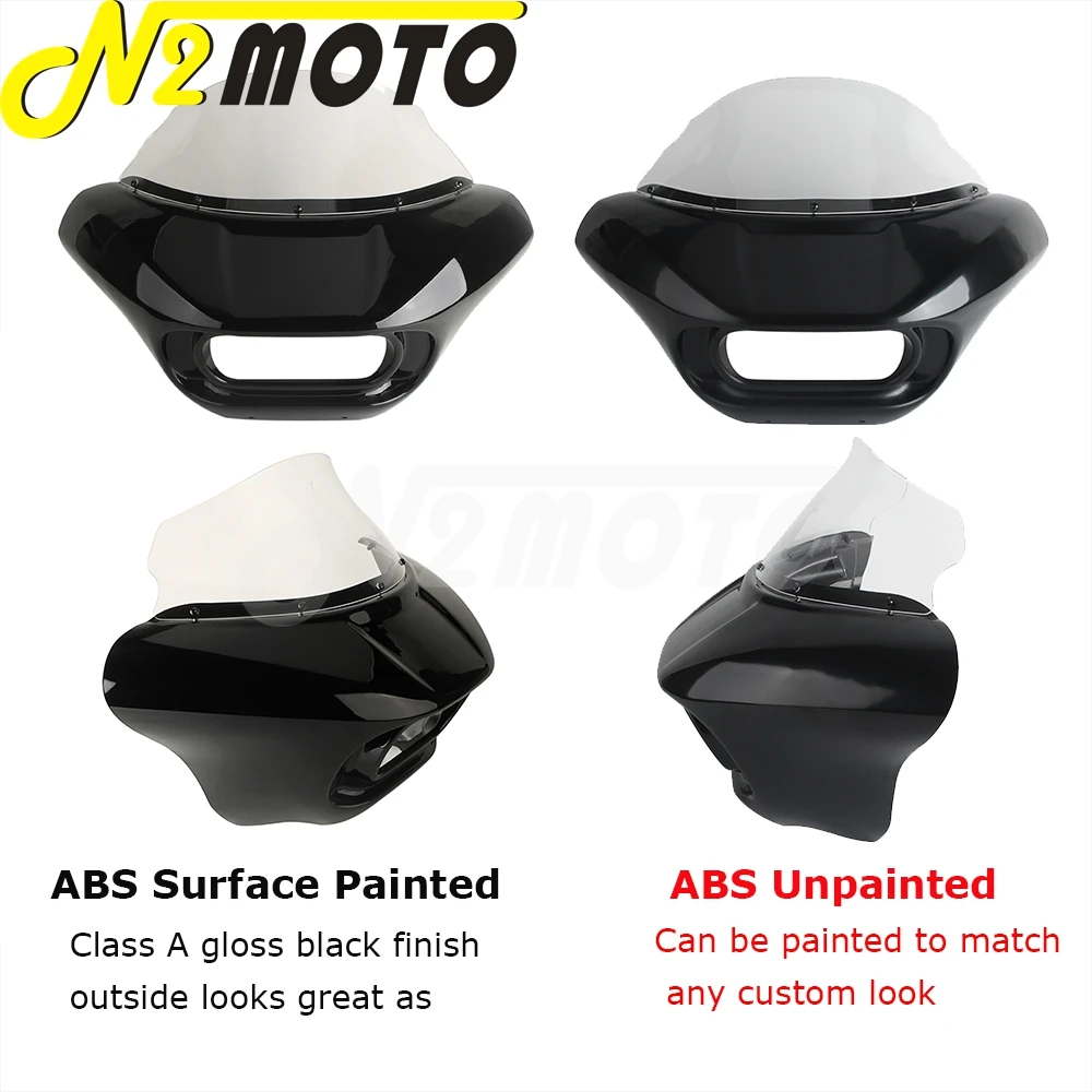 Motorcycle Headlight Shark Fairing Cover Front Mask Head Light Mount Kit For Harley Softail FXBB FXBBS Low Rider FXLR FXST 18-25