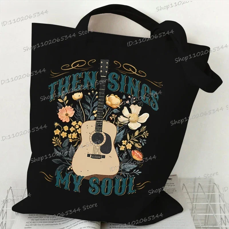 Vintage Wildflower Women's Shoulder Bags Religion Faith Handbag "Fruits of The Spirit" Bohemia Teenager Jesus Canvas Tote Bags