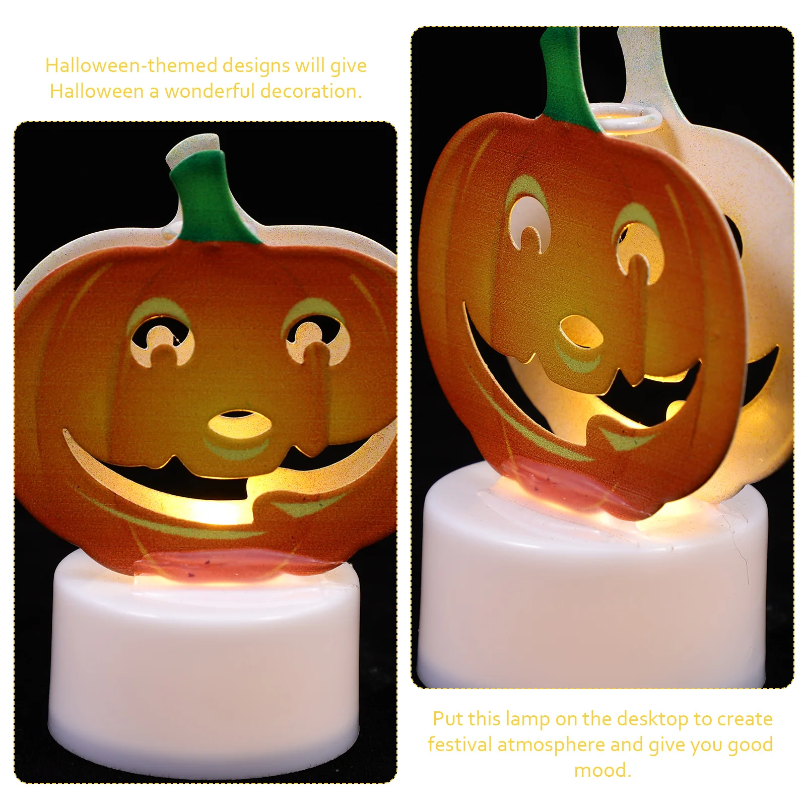 

Halloween Pumpkin LED Night Lamp Plastic Iron Material Festive Party Decor Bedroom Table Light Mini Night Light Halloween LED