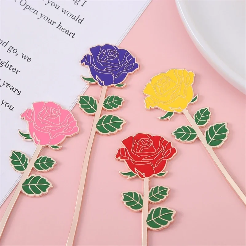 Rose Flower Bookmarks Metal Book Mark Book Page Holder Reading Gift for Book Lover Writer Bookworms Reader Teacher