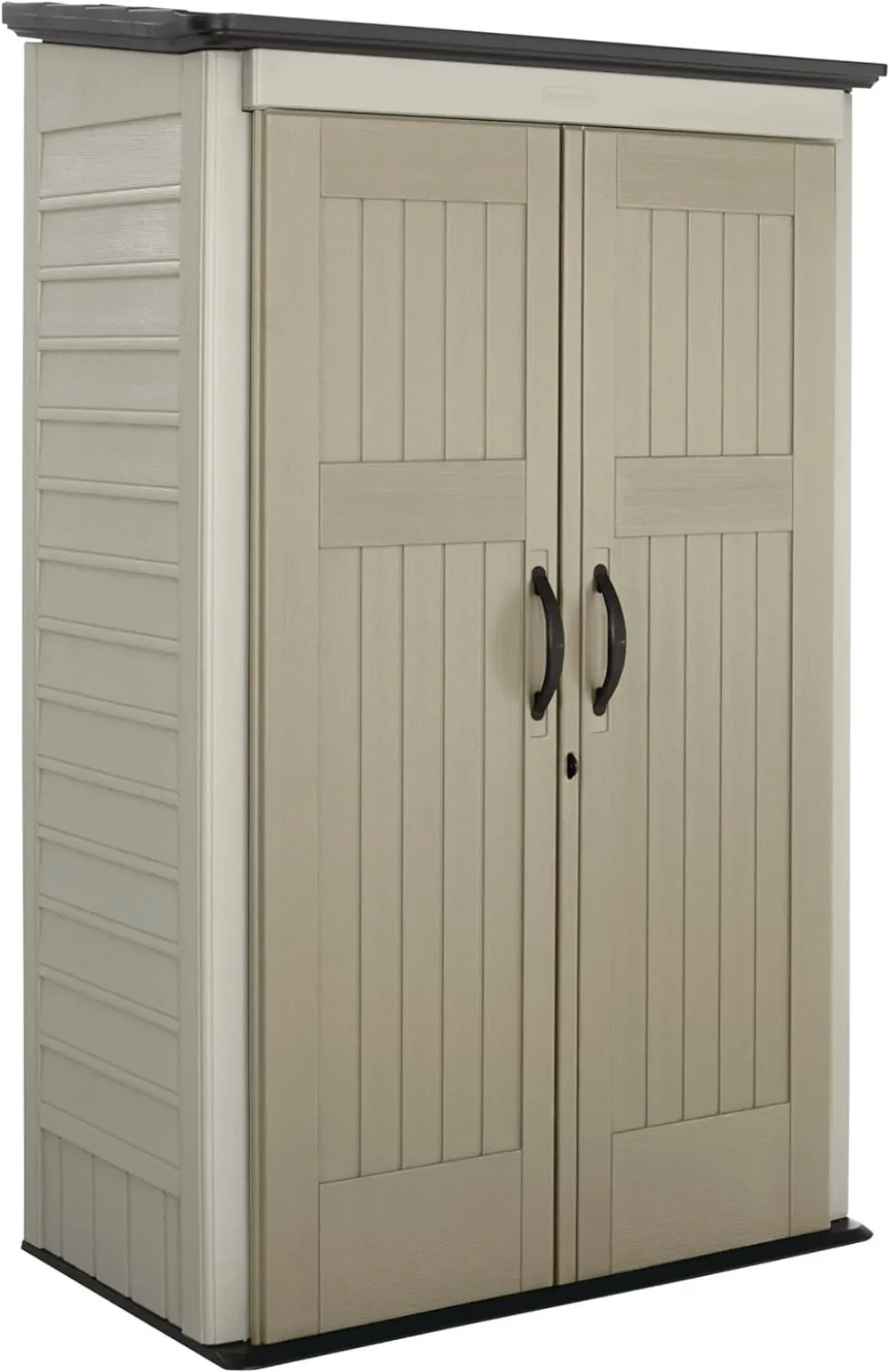 Resin Vertical Outdoor Shed 5'x2' Olive Preserves Essential Yard or Patio Space with Smaller Footprint