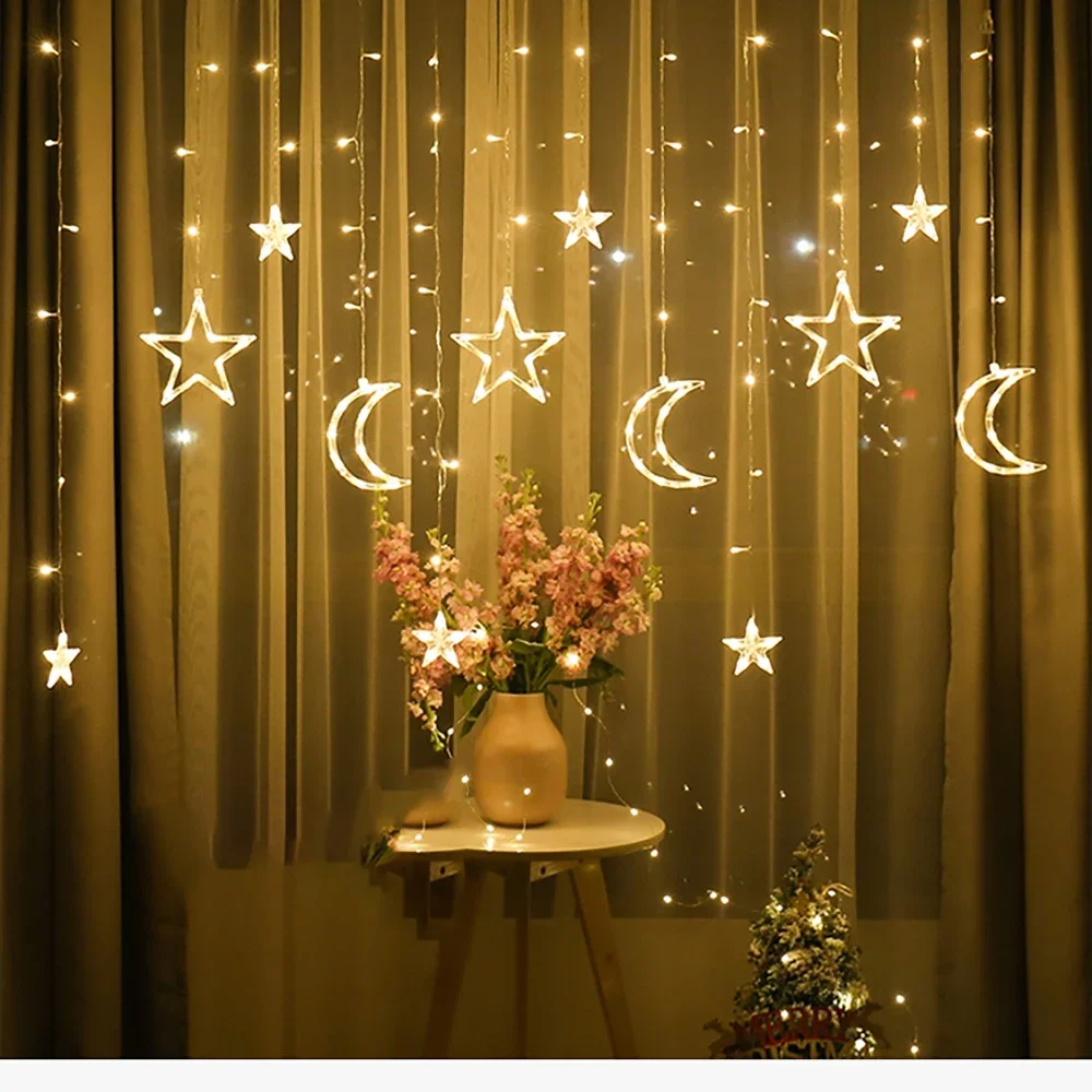 

Moon Star LED Fairy String Light Garland EID Mubarak Ramadan Valentine's Day Decoration Christmas Holiday Lighting Wedding Party