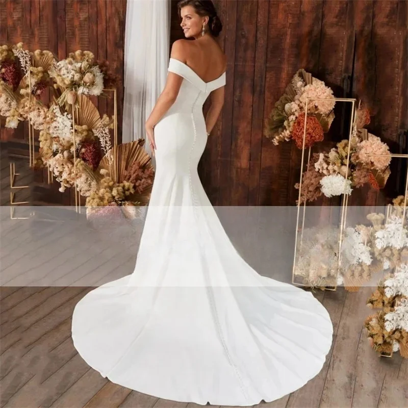 vestidos de novia Customize To Measures  Mermaid Wedding Dress Women 2024 Open Back Off The Shoulder Sweetheart Simple Bridal Go