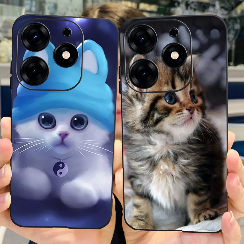 For Tecno Spark 10 Pro Spark 10C Case  Spark 9 Pro Spark 8c spark 7 Back Cover Bumper Clear Soft TPU Silicone Cute Cat Cartoon