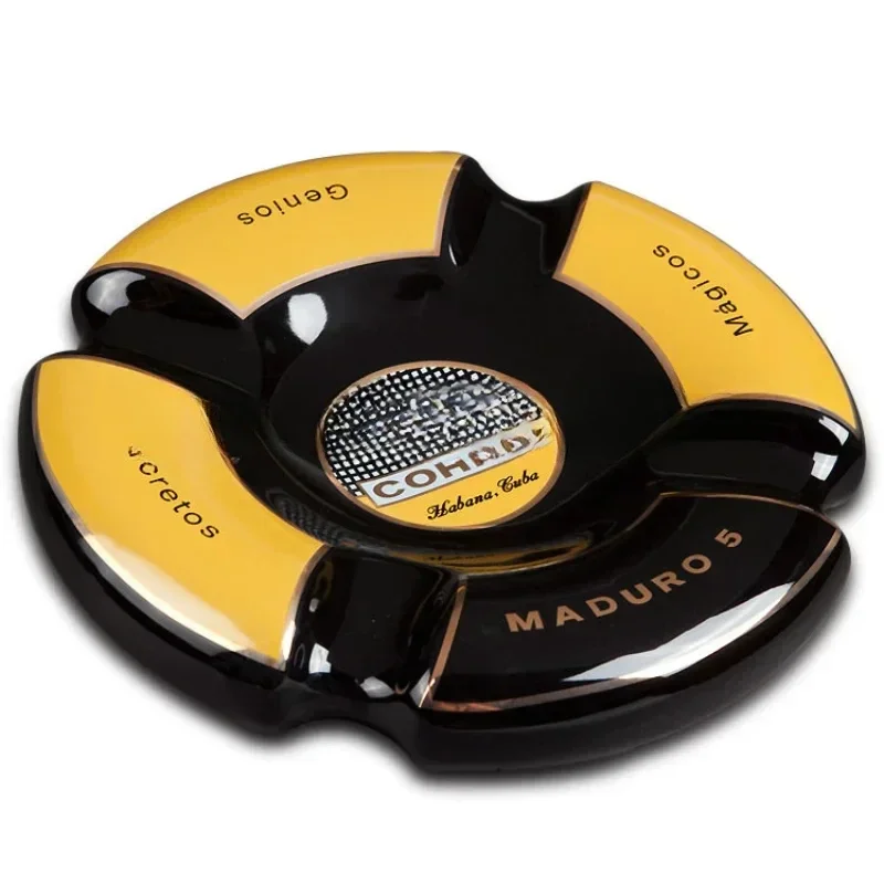 

Роскошная классическая круглая пепельница для сигар для Cohiba, высококачественная китайская керамическая пепельница с 4 слотами, наборы для курения, аксессуары!