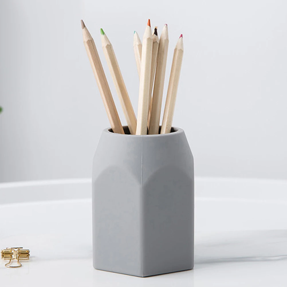 

2pcs Pen Holder Gray Cups Desktop Stationery ganizer Silica Gel Storage Tube Easy Clean Silicone Pencil Cup