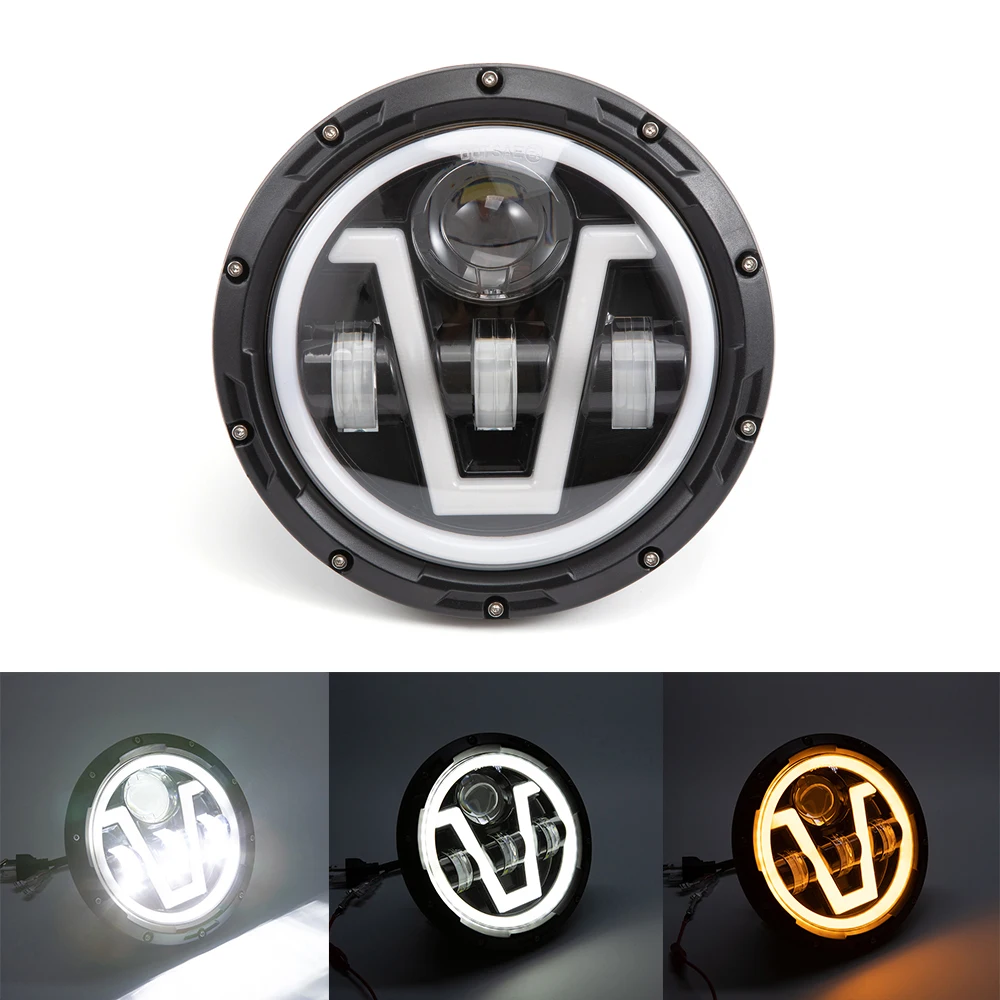 

7 inch Motorcycle Accessories Harley Cruiser Crown Prince Retro 7-inch Front Headlights Ear Support LED Turn Signal Headlight