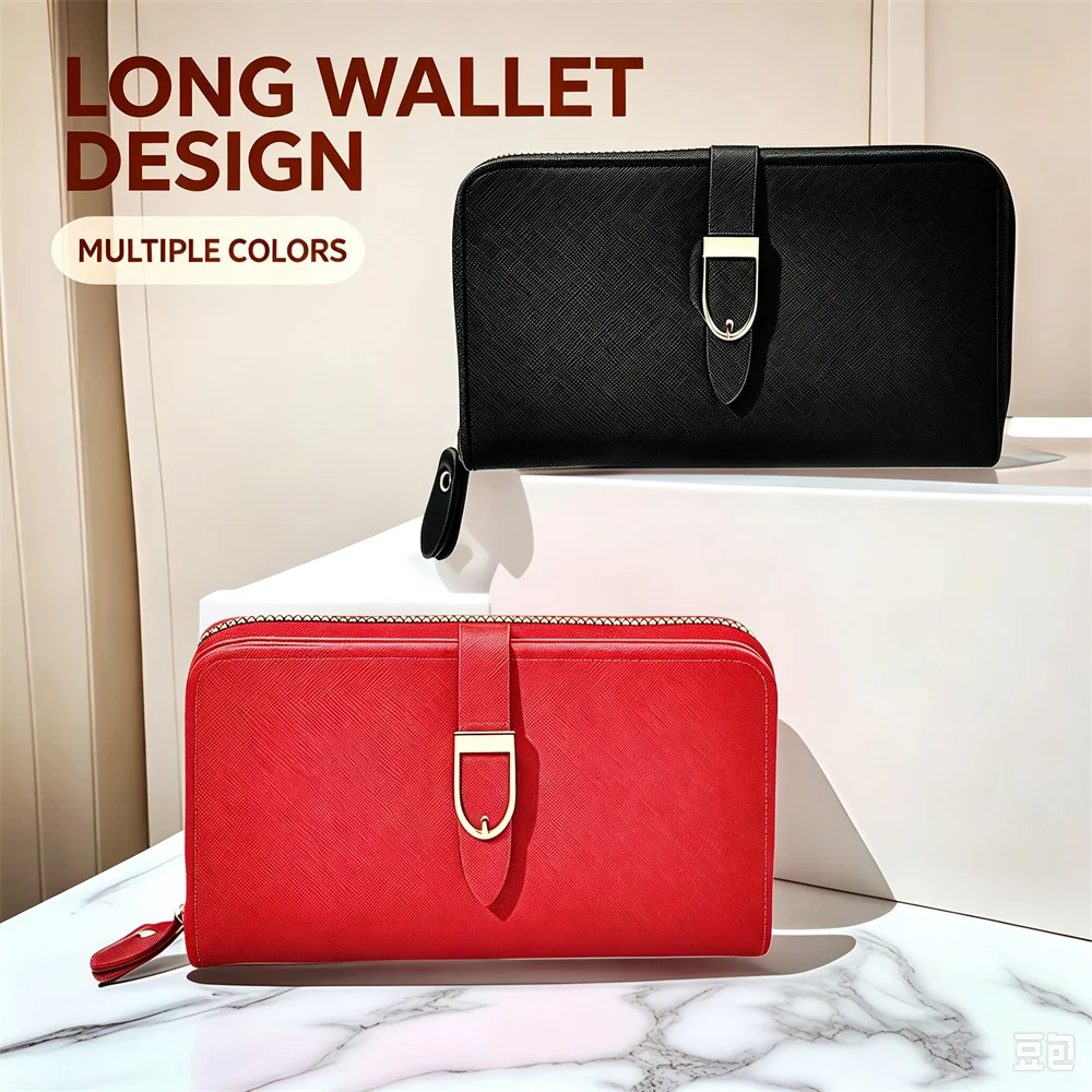 Women Long Wallet Solid Color Simple Clutch Purse Luxury Zipper Coin Pocket Card Holder Ladies Fashion Handbag