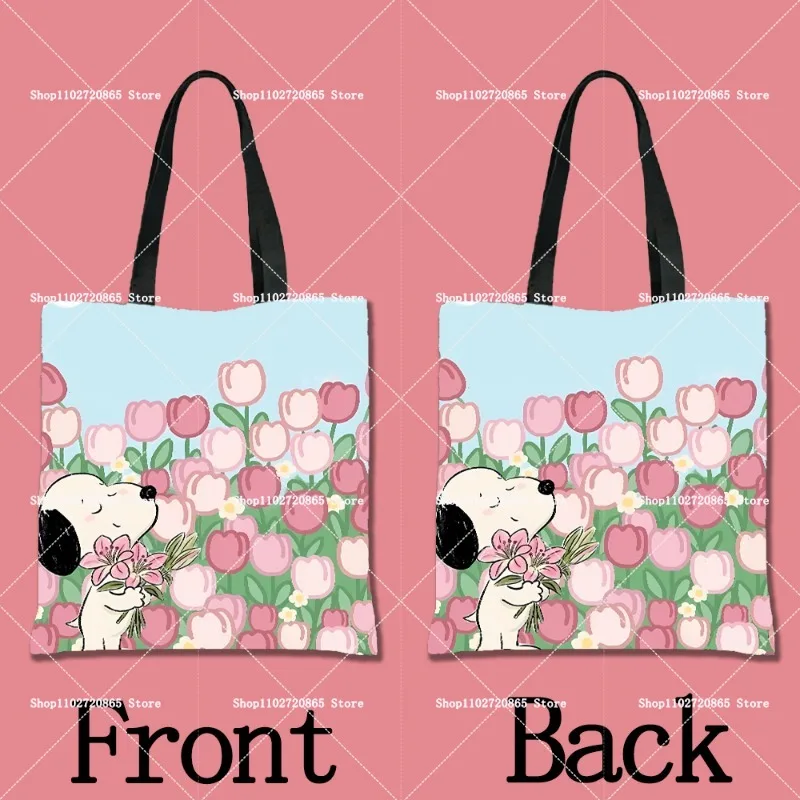 Snoopys Shoulder Bag High Capacity Eco Reusable Women Men Casual Shopping Tote Pouch Kawaii Cartoon Anime Print Handbags Gift view 5