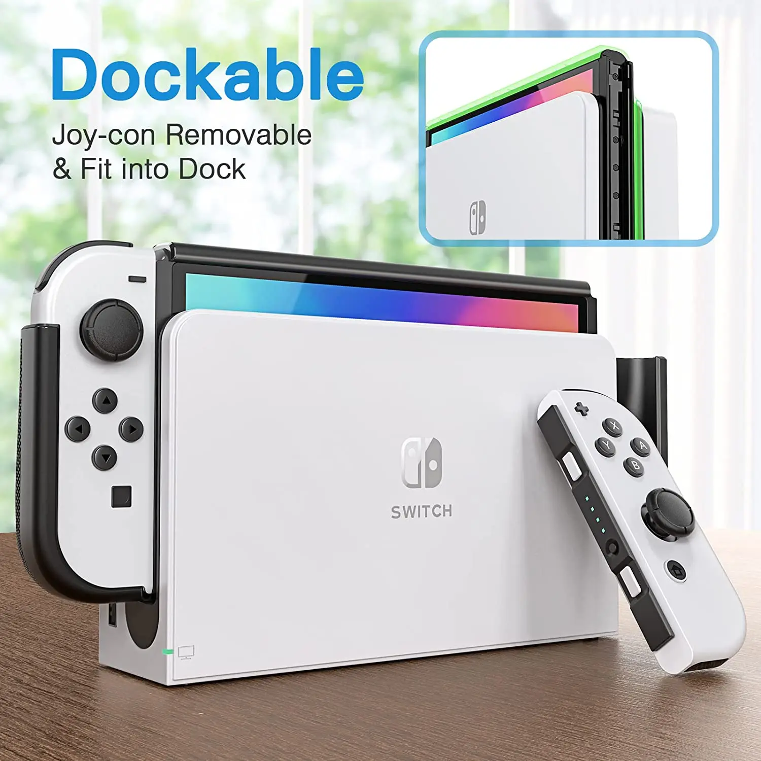 Custodia Dockable HEYSTOP per Switch modello OLED, custodia protettiva in TPU e PC compatibile con custodia protettiva per Nintendo Switch OLED