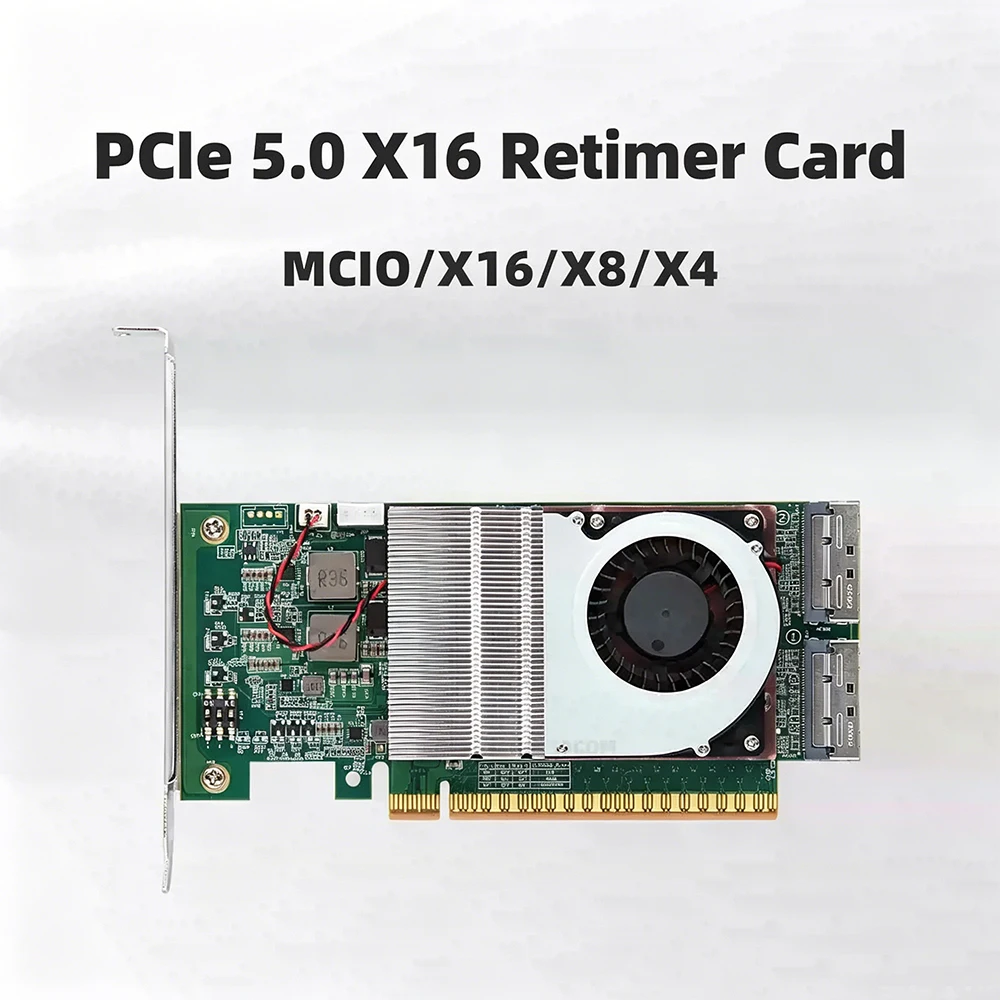 PCIe 5.0 Retimer Card MCIO X16/ X8 for GPU Graphics Network SSD U.2 Hard Disk Adapter Backplane 4.0 PCIe 5.0 X16 2x MCIO-8i