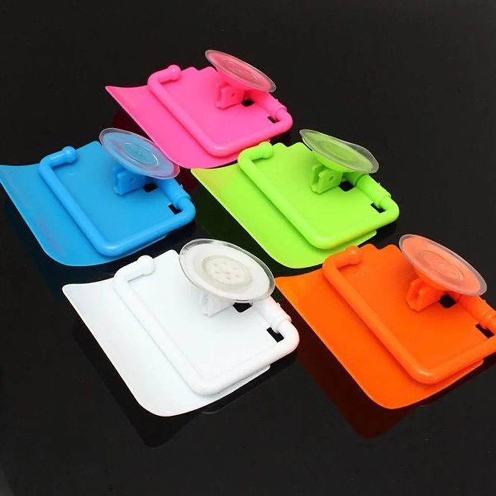 Rose Red Suction Cup Tissue Box Bathroom Toilet Paper Holder with Cover U-Shaped Roll Storage for 11Cm Length 14Cm Diameter