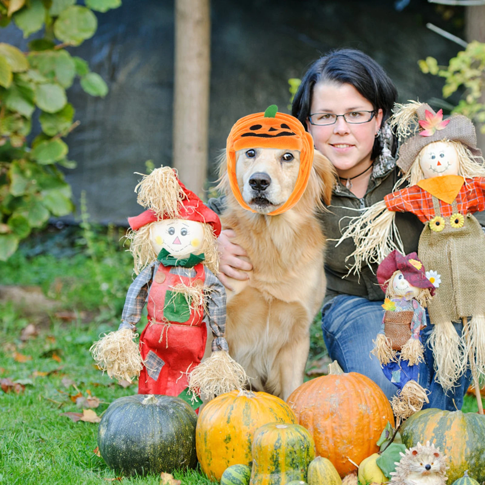 

Adorable Pet Pumpkin Hat Halloween Costume Decorative Dog Wool Cat Dress Hat Lightweight Comfortable Photo Prop Pet Supplies