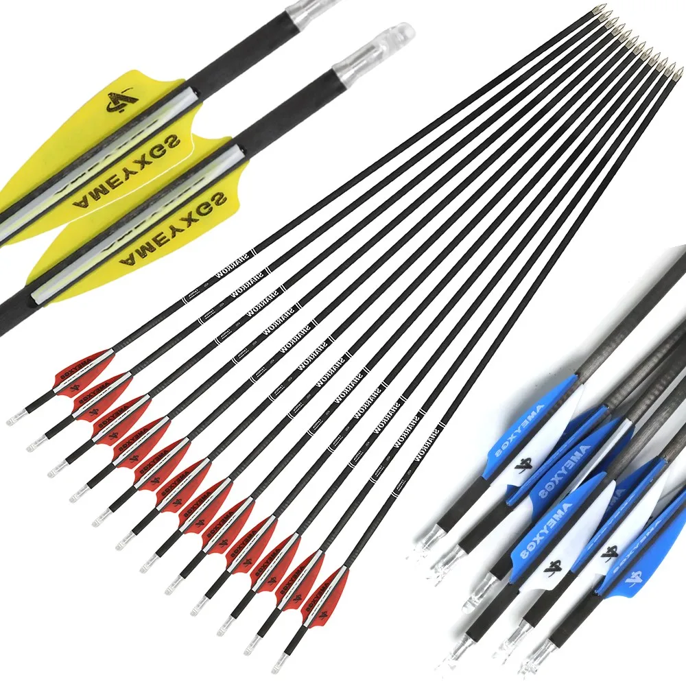 

ID4.2mm 32'' Pure Carbon Arrows SP400-1200 Archery Competition Arrow Bow Outdoor Archery Hunting Shooting Target Training 6/12pc