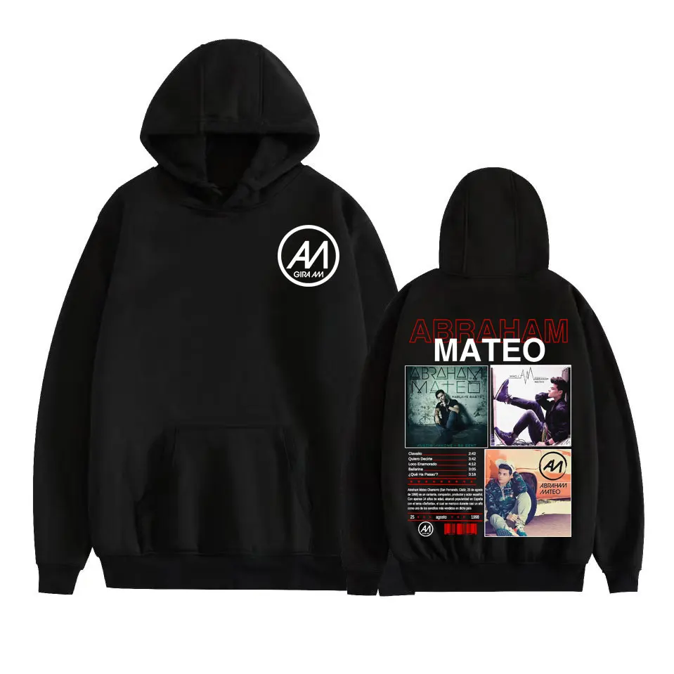 Sudaderas con capucha gráficas del rapero Abraham Mateo para hombre, ropa Vintage de los años 90, sudaderas de Hip Hop, sudadera con capucha de lana de gran tamaño